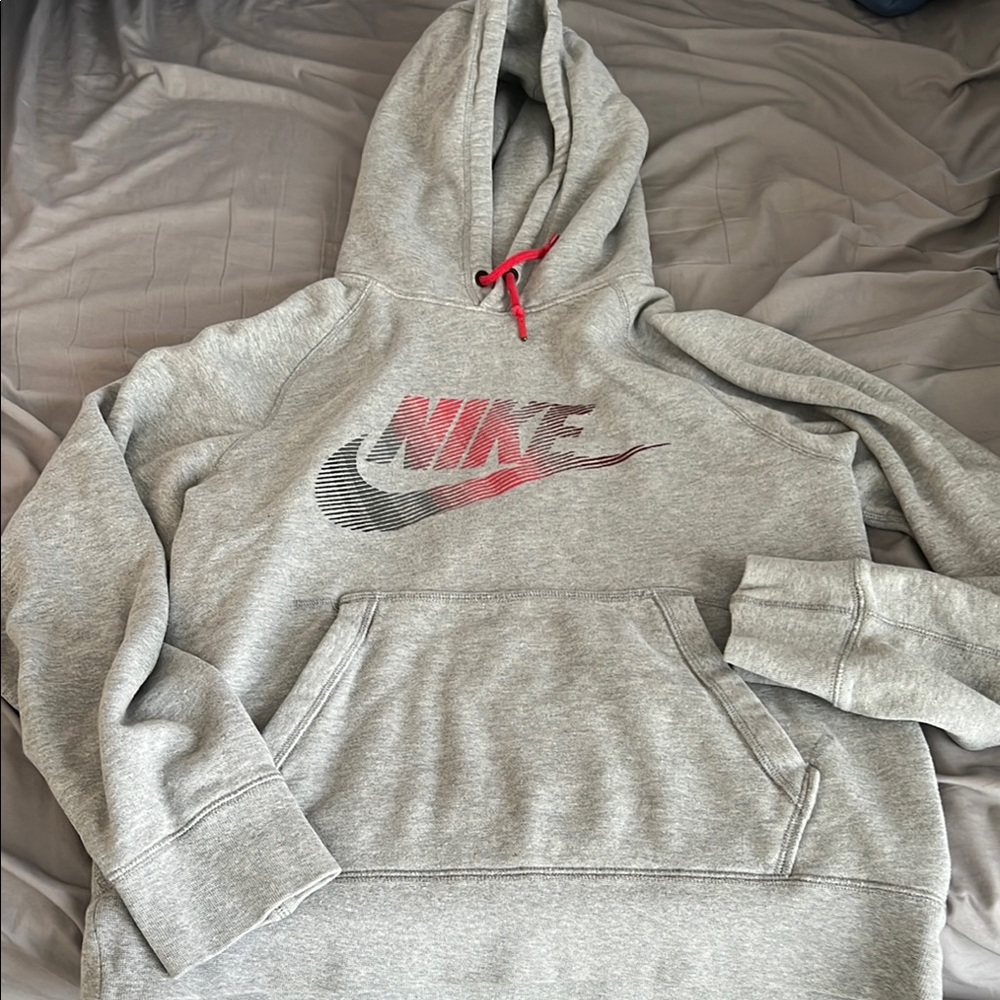 Nike Gray Hoodie with Red Logo